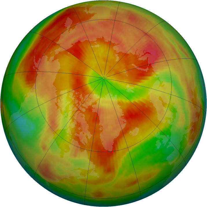 Arctic ozone map for 16 April 1987